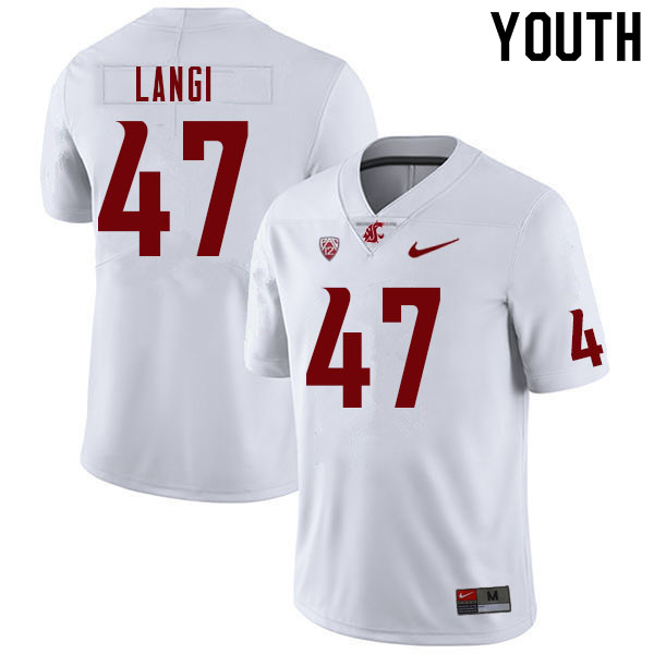 Youth #47 Lolani Langi Washington State Cougars College Football Jerseys Sale-White - Click Image to Close